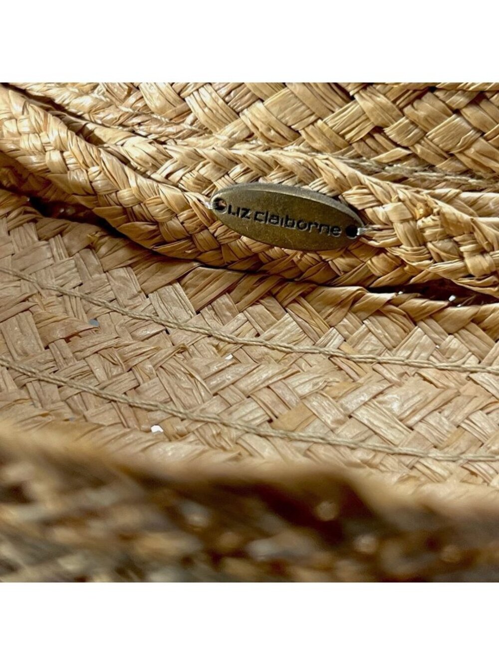 Liz Claiborne Boater Sun Straw Hat Minimalist Coastal Cottagecore Gardening - Picture 4 of 7